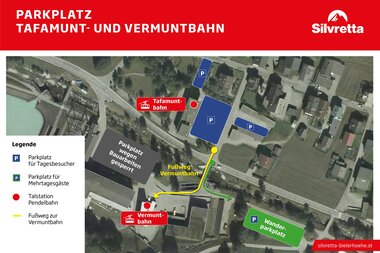 Skizze von der Parkplatzsituation Tafamuntbahn und Vermuntbahn | © Golm Silvretta Lünersee Tourismus GmbH Bregenz